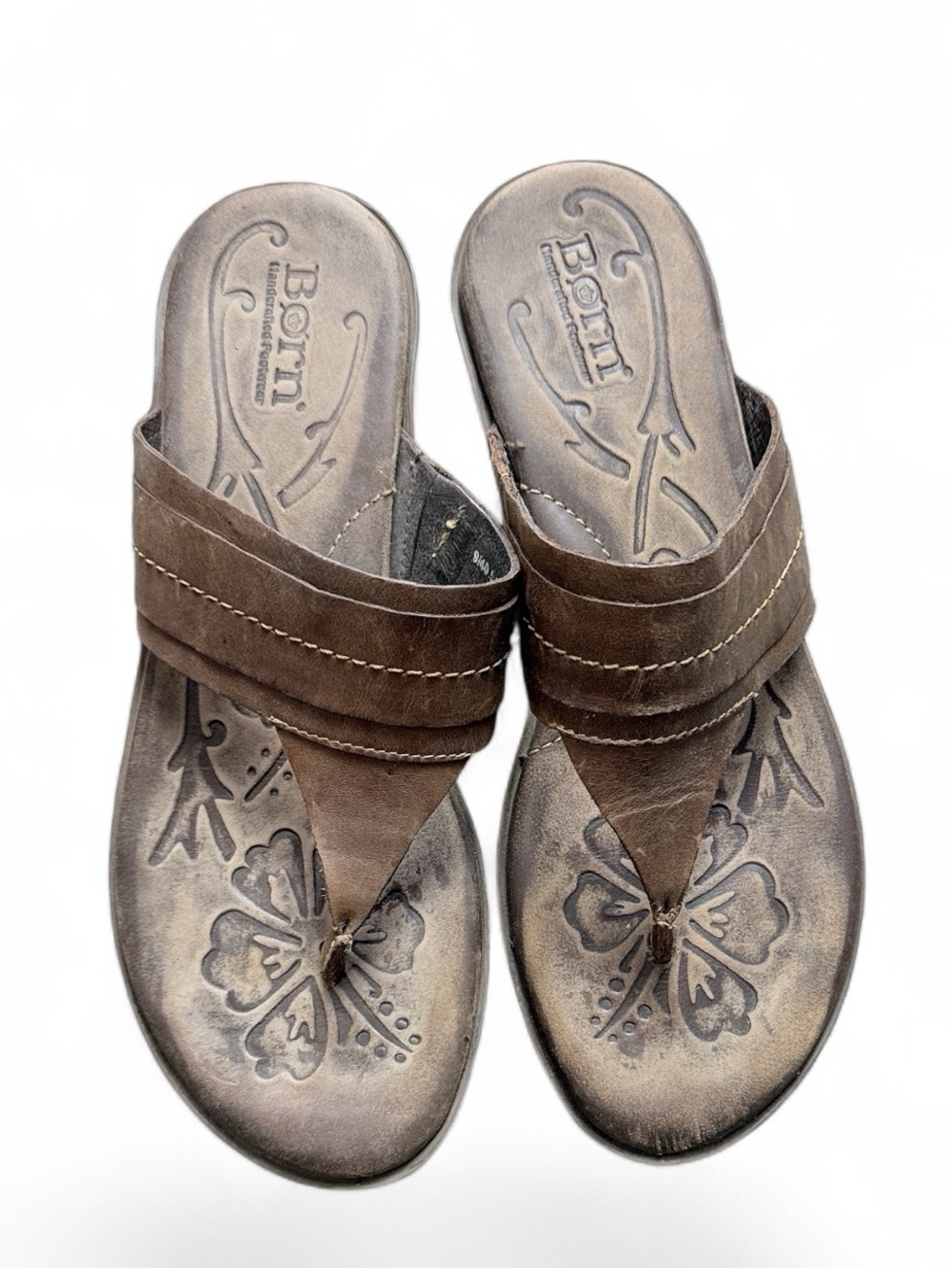 Born Chocolate Brown Leather Flip Flop Sandals